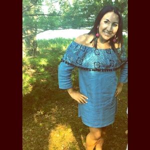 Off shoulder Pom Pom dress